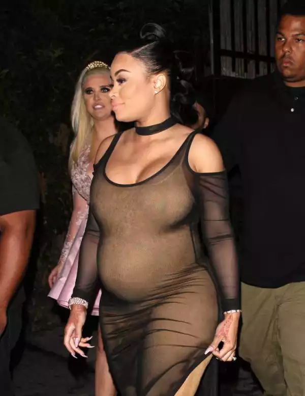 Photos: Blac Chyna steps out in see through nude dress after revealing the sex of her baby